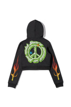 Load image into Gallery viewer, THERE PEACE IN THE WILD CROP HOODIE LIME GREEN
