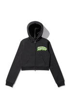 Load image into Gallery viewer, THERE PEACE IN THE WILD CROP HOODIE LIME GREEN
