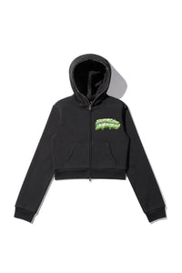 THERE PEACE IN THE WILD CROP HOODIE LIME GREEN