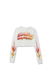 3D BUBBLE "SAVETHEUNTAMED" LOGO THERMAL CROP WHITE