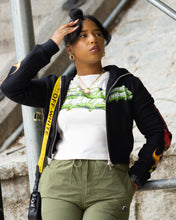 Load image into Gallery viewer, THERE PEACE IN THE WILD CROP HOODIE LIME GREEN
