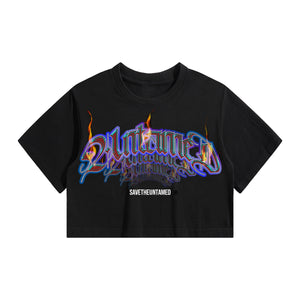 UNTAMED FLAMES CROP TEES (BLACK)